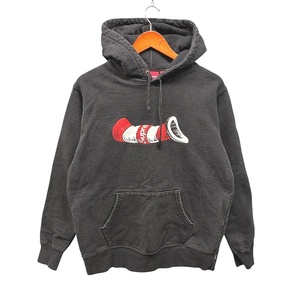 Supreme Cat in the Hat Graphic Hoodie Sweatshirt Mens M Dark Gray Streetwear